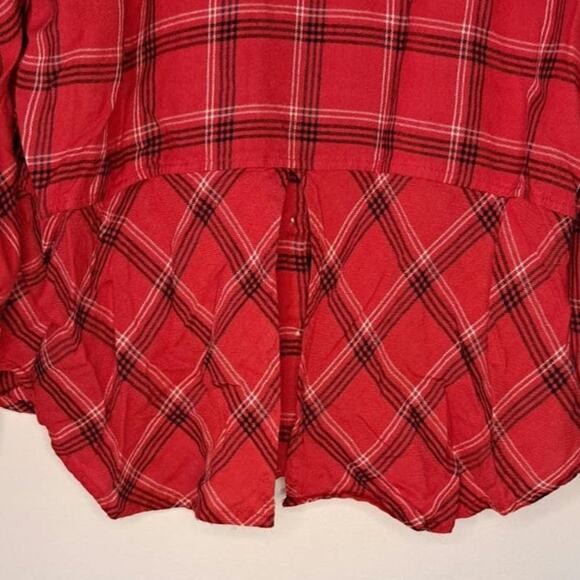 Lucky Brand Red Plaid Button Down Shirt Women's Large - Picture 5 of 9